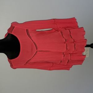 NWOT Coral Lapis Boho Cottagecore Flowy Feminine Floral Ruffle blouse 👚